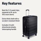 Amazon Basics 3-Piece Hardshell Suitcases Set (21", 26", 30"), Expandable For Up to 25% More Space, With Scratch-Resistant Finish, Four Multi-Directional Wheels, Rose Gold