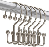 Titanker Shower Curtain Hooks Rings, Rust Resistant Metal Minimalist Simple Double Glide Shower Hooks for Bathroom Shower Rods Curtains, Set of 12 Hooks - Black