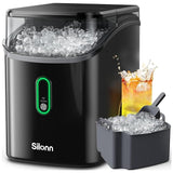 Silonn Ice Maker Countertop, Portable Ice Machine with Carry Handle, Self-Cleaning Ice Makers with Basket and Scoop, 9 Cubes in 6 Mins, 26 lbs per Day, Ideal for Home, Kitchen, Camping, RV