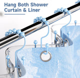 Titanker Shower Curtain Hooks Rings, Rust Resistant Metal Minimalist Simple Double Glide Shower Hooks for Bathroom Shower Rods Curtains, Set of 12 Hooks - Black