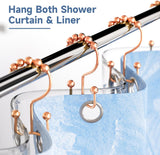 Titanker Shower Curtain Hooks Rings, Rust Resistant Metal Minimalist Simple Double Glide Shower Hooks for Bathroom Shower Rods Curtains, Set of 12 Hooks - Black