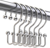 Titanker Shower Curtain Hooks Rings, Rust Resistant Metal Minimalist Simple Double Glide Shower Hooks for Bathroom Shower Rods Curtains, Set of 12 Hooks - Black