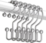 Titanker Shower Curtain Hooks Rings, Rust Resistant Metal Minimalist Simple Double Glide Shower Hooks for Bathroom Shower Rods Curtains, Set of 12 Hooks - Black
