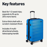 Amazon Basics 3-Piece Hardshell Suitcases Set (21", 26", 30"), Expandable For Up to 25% More Space, With Scratch-Resistant Finish, Four Multi-Directional Wheels, Rose Gold