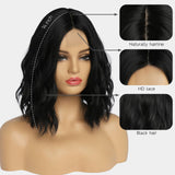 Short Ombre Wavy Wig for Women 14 Inch Shoulder Length Middle Part Curly Wavy Bob Wig Natural Looking Synthetic Heat Resistant Fiber Wig for Daily Party Use
