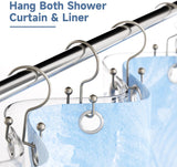 Titanker Shower Curtain Hooks Rings, Rust Resistant Metal Minimalist Simple Double Glide Shower Hooks for Bathroom Shower Rods Curtains, Set of 12 Hooks - Black
