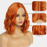 Short Ombre Wavy Wig for Women 14 Inch Shoulder Length Middle Part Curly Wavy Bob Wig Natural Looking Synthetic Heat Resistant Fiber Wig for Daily Party Use