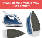 BLACK+DECKER Easy Steam Compact Iron for Clothes, Automatic Shutoff, Nonstick Plate, Light Weight, 1200 Watts