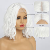 Short Ombre Wavy Wig for Women 14 Inch Shoulder Length Middle Part Curly Wavy Bob Wig Natural Looking Synthetic Heat Resistant Fiber Wig for Daily Party Use