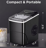 Silonn Ice Maker Countertop, Portable Ice Machine with Carry Handle, Self-Cleaning Ice Makers with Basket and Scoop, 9 Cubes in 6 Mins, 26 lbs per Day, Ideal for Home, Kitchen, Camping, RV