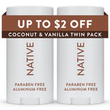 Native Deodorant Contains Naturally Derived Ingredients, 72 Hour Odor Control, Deodorant for Women and Men, Aluminum Free, Coconut & Vanilla 2.65oz