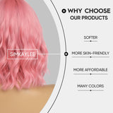 Short Ombre Wavy Wig for Women 14 Inch Shoulder Length Middle Part Curly Wavy Bob Wig Natural Looking Synthetic Heat Resistant Fiber Wig for Daily Party Use