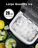 Silonn Ice Maker Countertop, Portable Ice Machine with Carry Handle, Self-Cleaning Ice Makers with Basket and Scoop, 9 Cubes in 6 Mins, 26 lbs per Day, Ideal for Home, Kitchen, Camping, RV