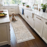 Washable Christmas Rug Runner 2x6 - Xmas Snowflake Green Rug for Kitchen Entryway Non Slip Farmhouse Low Pile Carpet for Laundry Bedroom Bathroom Stain Resistant Floor Mat Pet-Friendly Rug（2x6，Green）