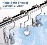 Titanker Shower Curtain Hooks Rings, Rust Resistant Metal Minimalist Simple Double Glide Shower Hooks for Bathroom Shower Rods Curtains, Set of 12 Hooks - Black