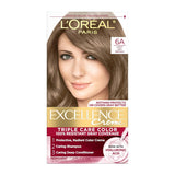 L'Oreal Paris Excellence Crème Permanent Hair Dye, Triple Care Hair Color with Hyaluronic Acid for 100% Gray Coverage, 4 Dark Brown, 1 Kit (Packaging May Vary)