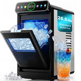 Silonn Ice Maker Countertop, Portable Ice Machine with Carry Handle, Self-Cleaning Ice Makers with Basket and Scoop, 9 Cubes in 6 Mins, 26 lbs per Day, Ideal for Home, Kitchen, Camping, RV