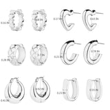 Wgoud 6 Pairs Chunky Gold Hoop Earrings for Women, 14K Gold Plated Hoop Earrings Hypoallergenic, Thick Lightweight Twisted Huggie Hoops Earring Set for Women’s Jewelry GIfts