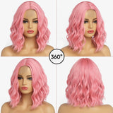 Short Ombre Wavy Wig for Women 14 Inch Shoulder Length Middle Part Curly Wavy Bob Wig Natural Looking Synthetic Heat Resistant Fiber Wig for Daily Party Use