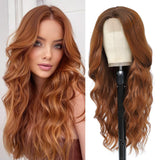 Long Ombre Blonde Wigs for Women 26 inch Long Wavy Middle Part Wig Ombre Blonde Wigs Upgraded Protein Fiber Hair Replacement Wig Cosplay Costume Halloween Wig(26'' Brown Ombre Blonde)