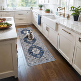 Washable Christmas Rug Runner 2x6 - Xmas Snowflake Green Rug for Kitchen Entryway Non Slip Farmhouse Low Pile Carpet for Laundry Bedroom Bathroom Stain Resistant Floor Mat Pet-Friendly Rug（2x6，Green）