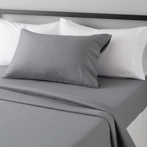 Amazon Basics Lightweight Super Soft Easy Care Wrinkle-Free Breathable Brushed Microfiber 3-Piece Bed Sheet Set with 14-Inch Deep Pockets, Twin, Dark Gray, Solid