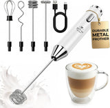 Zulay Kitchen Powerful Milk Frother Wand With Duracell Batteries - Ultra Fast Handheld Drink Mixer - Electric Whisk Foam Maker for Coffee, Lattes, Cappuccino & Matcha - Triple Whisk - Black