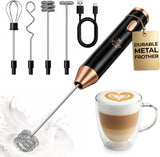 Zulay Kitchen Powerful Milk Frother Wand With Duracell Batteries - Ultra Fast Handheld Drink Mixer - Electric Whisk Foam Maker for Coffee, Lattes, Cappuccino & Matcha - Triple Whisk - Black