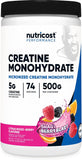 Nutricost Micronized Creatine Monohydrate Powder - 500g (100 Servings) - Pure Unflavored - 5g Per Serving - Non-GMO, Gluten Free