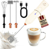 Zulay Kitchen Powerful Milk Frother Wand With Duracell Batteries - Ultra Fast Handheld Drink Mixer - Electric Whisk Foam Maker for Coffee, Lattes, Cappuccino & Matcha - Triple Whisk - Black