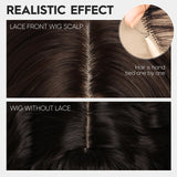 Short Ombre Wavy Wig for Women 14 Inch Shoulder Length Middle Part Curly Wavy Bob Wig Natural Looking Synthetic Heat Resistant Fiber Wig for Daily Party Use