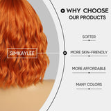 Short Ombre Wavy Wig for Women 14 Inch Shoulder Length Middle Part Curly Wavy Bob Wig Natural Looking Synthetic Heat Resistant Fiber Wig for Daily Party Use