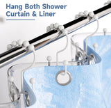 Titanker Shower Curtain Hooks Rings, Rust Resistant Metal Minimalist Simple Double Glide Shower Hooks for Bathroom Shower Rods Curtains, Set of 12 Hooks - Black