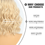 Short Ombre Wavy Wig for Women 14 Inch Shoulder Length Middle Part Curly Wavy Bob Wig Natural Looking Synthetic Heat Resistant Fiber Wig for Daily Party Use