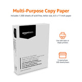 Amazon Basics Multipurpose Copy Printer Paper, 8.5 x 11 Inches, 20 lb, 92 Bright, White, 1 Ream (500 Sheets), Jam-Free