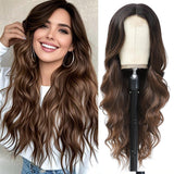 Long Ombre Blonde Wigs for Women 26 inch Long Wavy Middle Part Wig Ombre Blonde Wigs Upgraded Protein Fiber Hair Replacement Wig Cosplay Costume Halloween Wig(26'' Brown Ombre Blonde)