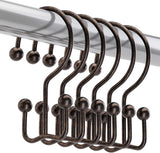 Titanker Shower Curtain Hooks Rings, Rust Resistant Metal Minimalist Simple Double Glide Shower Hooks for Bathroom Shower Rods Curtains, Set of 12 Hooks - Black
