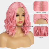 Short Ombre Wavy Wig for Women 14 Inch Shoulder Length Middle Part Curly Wavy Bob Wig Natural Looking Synthetic Heat Resistant Fiber Wig for Daily Party Use
