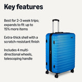 Amazon Basics 3-Piece Hardshell Suitcases Set (21", 26", 30"), Expandable For Up to 25% More Space, With Scratch-Resistant Finish, Four Multi-Directional Wheels, Rose Gold
