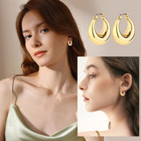 Wgoud 6 Pairs Chunky Gold Hoop Earrings for Women, 14K Gold Plated Hoop Earrings Hypoallergenic, Thick Lightweight Twisted Huggie Hoops Earring Set for Women’s Jewelry GIfts