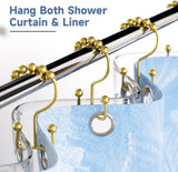 Titanker Shower Curtain Hooks Rings, Rust Resistant Metal Minimalist Simple Double Glide Shower Hooks for Bathroom Shower Rods Curtains, Set of 12 Hooks - Black