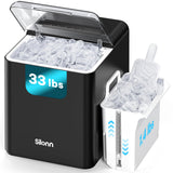 Silonn Ice Maker Countertop, Portable Ice Machine with Carry Handle, Self-Cleaning Ice Makers with Basket and Scoop, 9 Cubes in 6 Mins, 26 lbs per Day, Ideal for Home, Kitchen, Camping, RV