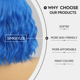 Short Ombre Wavy Wig for Women 14 Inch Shoulder Length Middle Part Curly Wavy Bob Wig Natural Looking Synthetic Heat Resistant Fiber Wig for Daily Party Use