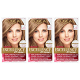 L'Oreal Paris Excellence Crème Permanent Hair Dye, Triple Care Hair Color with Hyaluronic Acid for 100% Gray Coverage, 4 Dark Brown, 1 Kit (Packaging May Vary)