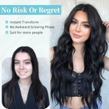 AISI HAIR Black Wig for Women, Long Wavy Lace Hairline Middle Part Synthetic Heat Resistant Wig for Daily Party-26 Inch