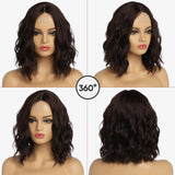 Short Ombre Wavy Wig for Women 14 Inch Shoulder Length Middle Part Curly Wavy Bob Wig Natural Looking Synthetic Heat Resistant Fiber Wig for Daily Party Use