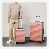 Amazon Basics 3-Piece Hardshell Suitcases Set (21", 26", 30"), Expandable For Up to 25% More Space, With Scratch-Resistant Finish, Four Multi-Directional Wheels, Rose Gold