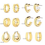 Wgoud 6 Pairs Chunky Gold Hoop Earrings for Women, 14K Gold Plated Hoop Earrings Hypoallergenic, Thick Lightweight Twisted Huggie Hoops Earring Set for Women’s Jewelry GIfts