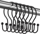 Titanker Shower Curtain Hooks Rings, Rust Resistant Metal Minimalist Simple Double Glide Shower Hooks for Bathroom Shower Rods Curtains, Set of 12 Hooks - Black