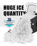 Silonn Ice Maker Countertop, Portable Ice Machine with Carry Handle, Self-Cleaning Ice Makers with Basket and Scoop, 9 Cubes in 6 Mins, 26 lbs per Day, Ideal for Home, Kitchen, Camping, RV